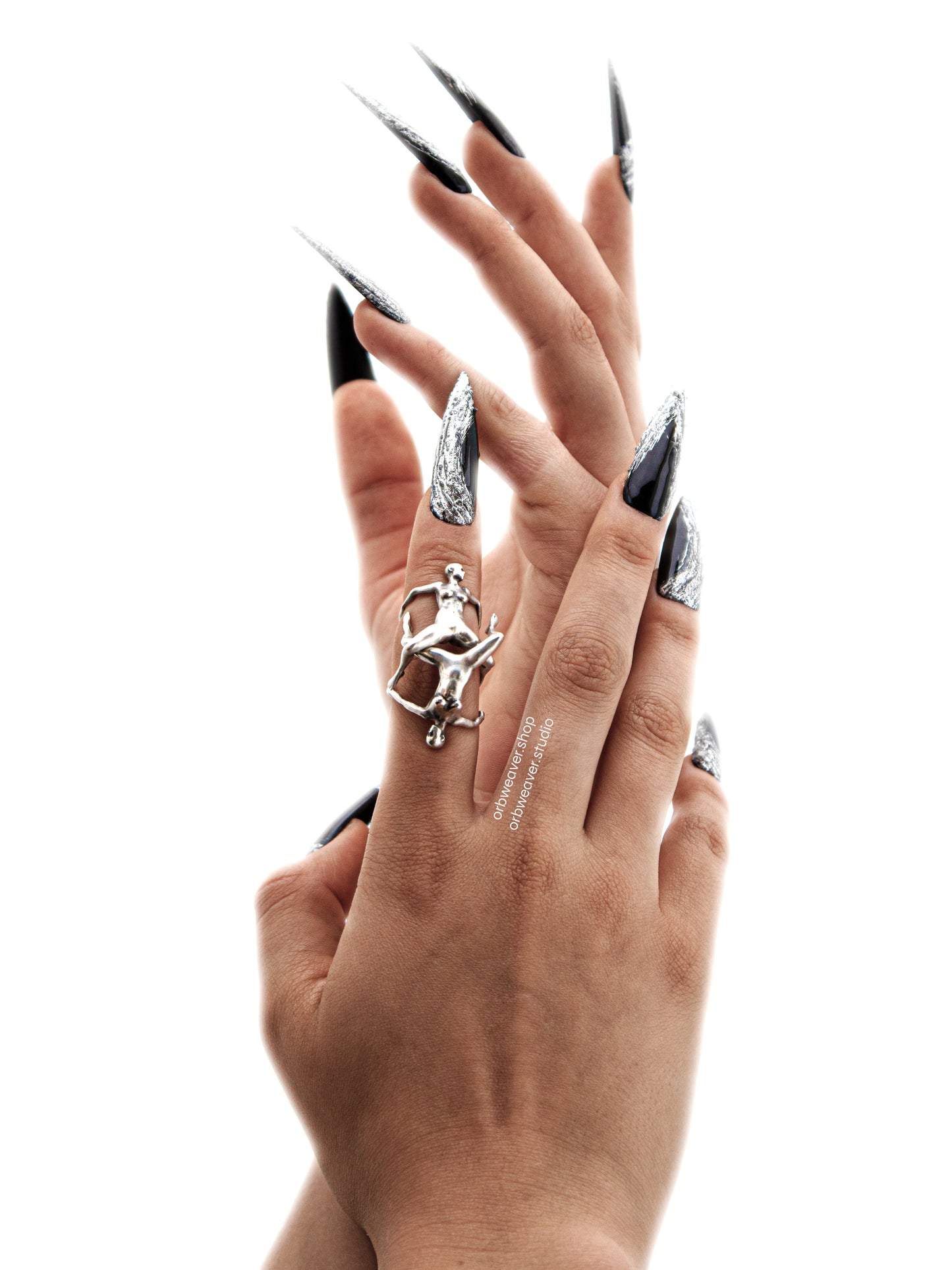 Scissor Ring by Orbweaver, worn by a female model