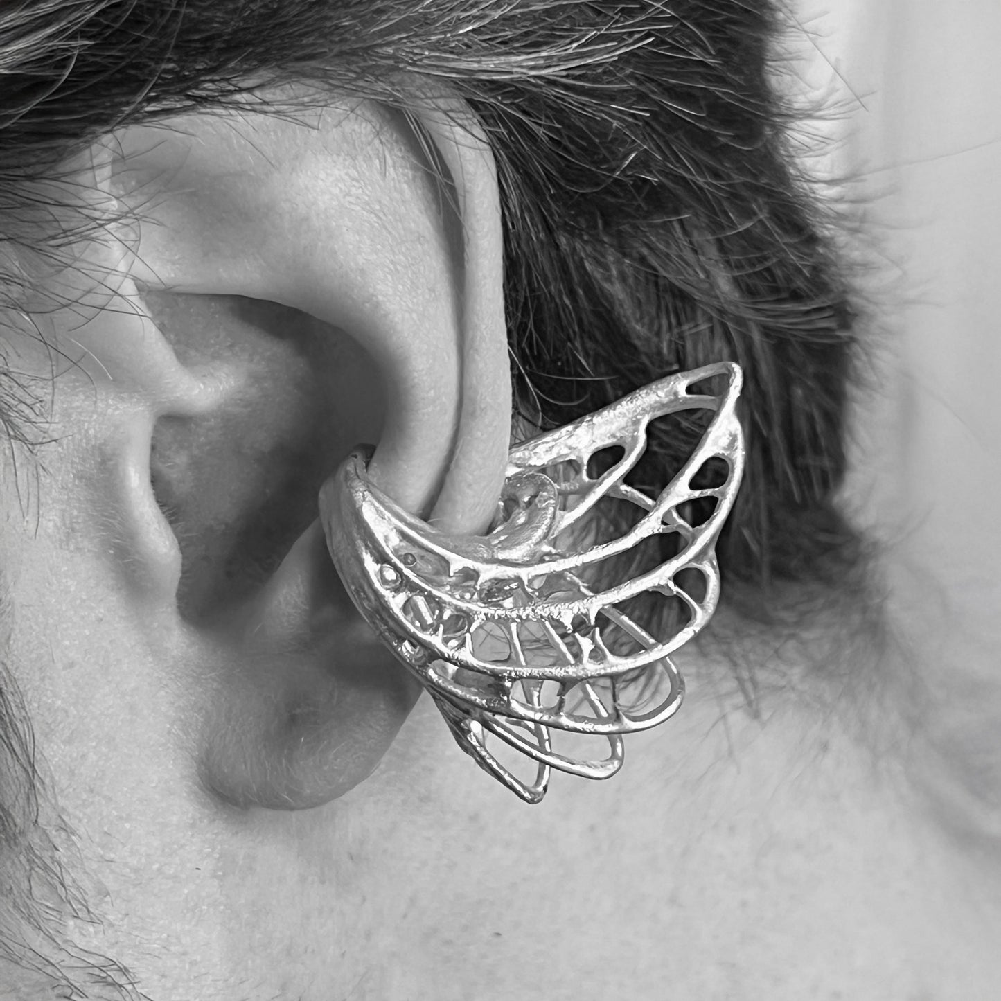 Organic Ear Cuffs - BLACK RESIN - Set of 3